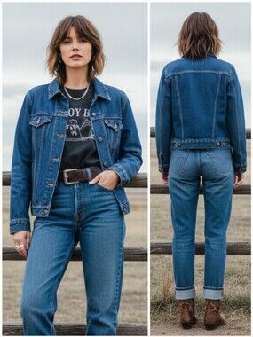 Levi's Premium S Coastal Cowgirl Western Blanket Lined Denim Trucker Jacket